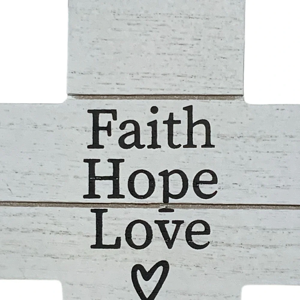 Cross Wall Decor Hanging or Freestanding Religious Home Decor Gift White Black